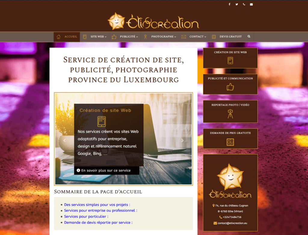 Création de site web et logo etixcreation 2019 webmaster webdesigner virton arlon luxembourg