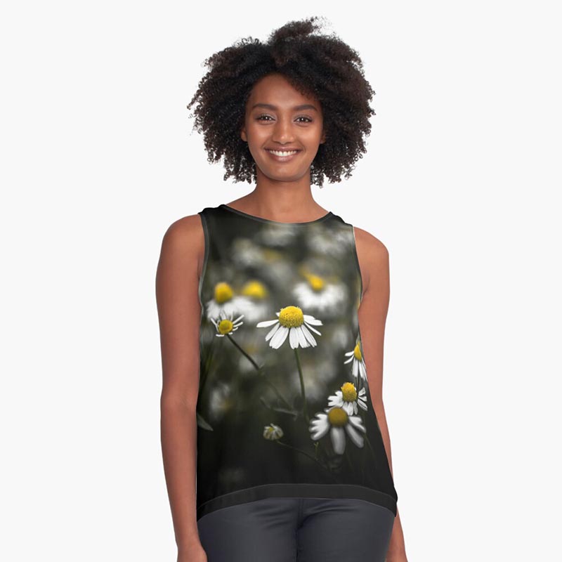 T-shirt marguerite fond noir