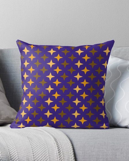 Vente coussin motif étoile orange bleu