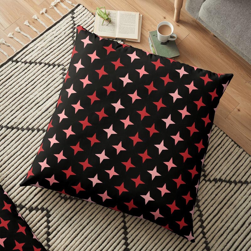 Vente coussin motif étoile rouge