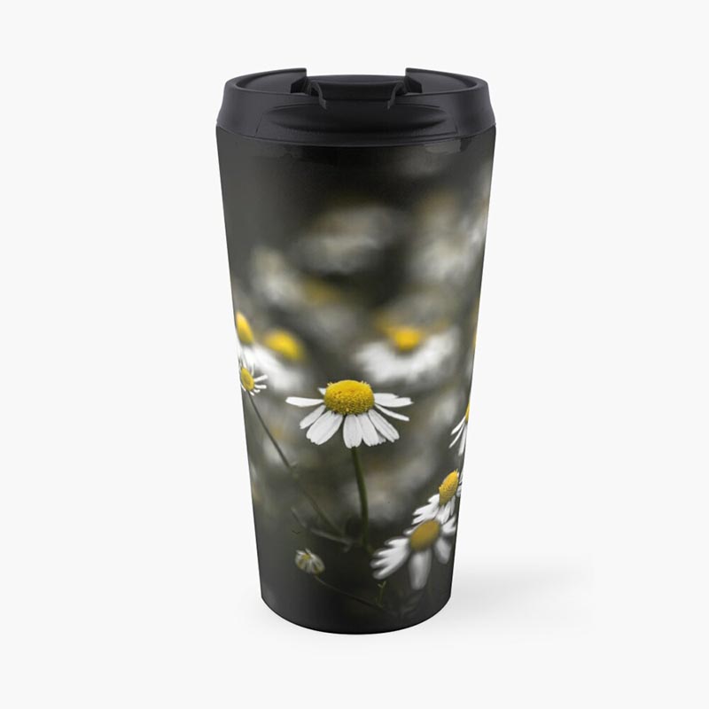 mug de voyage marguerite fond noir